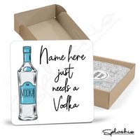 Wodka-Untersetzer, Personalisiert, Getränke-Matte, Personalisierter Getränke-Untersetzer Wodka, Wodka-Vatertagsgeschenk, Muttertag von Splashio