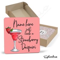 strawberry Daiquiri Coaster Cocktail Personalisierter Untersetzer, Personalisiert, Vatertagsgeschenk, Secret Santa, Geburtstagsgeschenk, Hausbar von Splashio