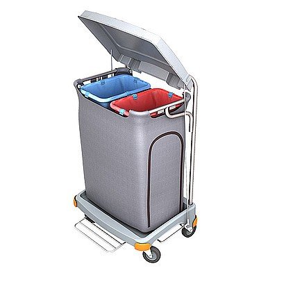 Splast Doppel-Abfallwagen 2x 70l mit Pedal und Deckel - Seitenverkleidung optional, Variante:mit Beutelabdeckung Splast Doppel-Abfallwagen 2x 70l mit Pedal und Deckel - Seitenverkleidung optional, Variante:mit Beutelabdeckung von cleanSv