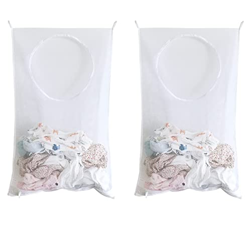 2 Stück Hängend Wäschekorb, Tür wäschesack, wäschesammler Organizer Tasche für Schlafzimmer Badezimmer, Wird in Schlafzimmerschränken, Türen, Wänden und Sogar auf Reisen Verwendet （Weiß） von Spldsun