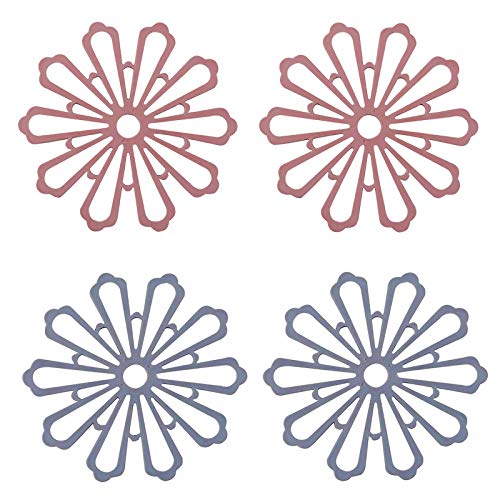 4PCS Hohlblume Untersetzer Set, Hohler Blütenförmiger Untersetzer, Dicker Anti-Rutsch-Untersetzer, für Geschirr, Getränke (Rot, Grau) von Spldsun
