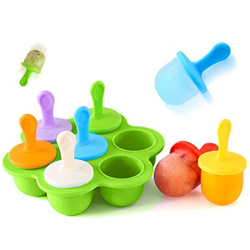 Silikonform mit 7 Formen, Mini Eiscremeform, Eiscreme Silikonform, Eiscremeform Set Eisform, Eiswürfelform zum Selbermachen mit bunten Kunststoffstäbchen Silikonform mit 7 Formen, Mini Eiscremeform, Eiscreme Silikonform, Eiscremeform Set Eisform, Eiswürfelform zum Selbermachen mit bunten Kunststoffstäbchen von Spldsun