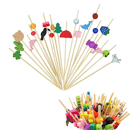 Spldsun 100 Stück Cocktailspieße, Spieße Fingerfood, Party Spieße, Zufällige Stile, für Obst, Snacks, Hors d'oeuvres, Sandwiches (12cm) von Spldsun
