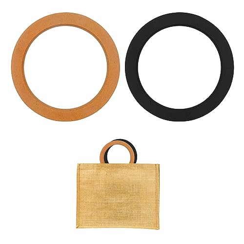 Spldsun 2 Stück Handtasche Griffe Ersatz, Handtasche Tragegriff, Ersatzgriff Accessoires Tragegriff Taschengriffe Rund Holz, für DIY Taschenherstellung Zubehör von Spldsun