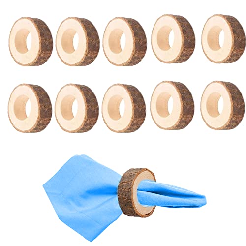 10 Stücke Serviettenring aus Holz, Serviettenringe Schnallen, Kreis Servietten Dekor, für Tisch DIY Projekte Hotel Craft Making Hochzei von Spldsun