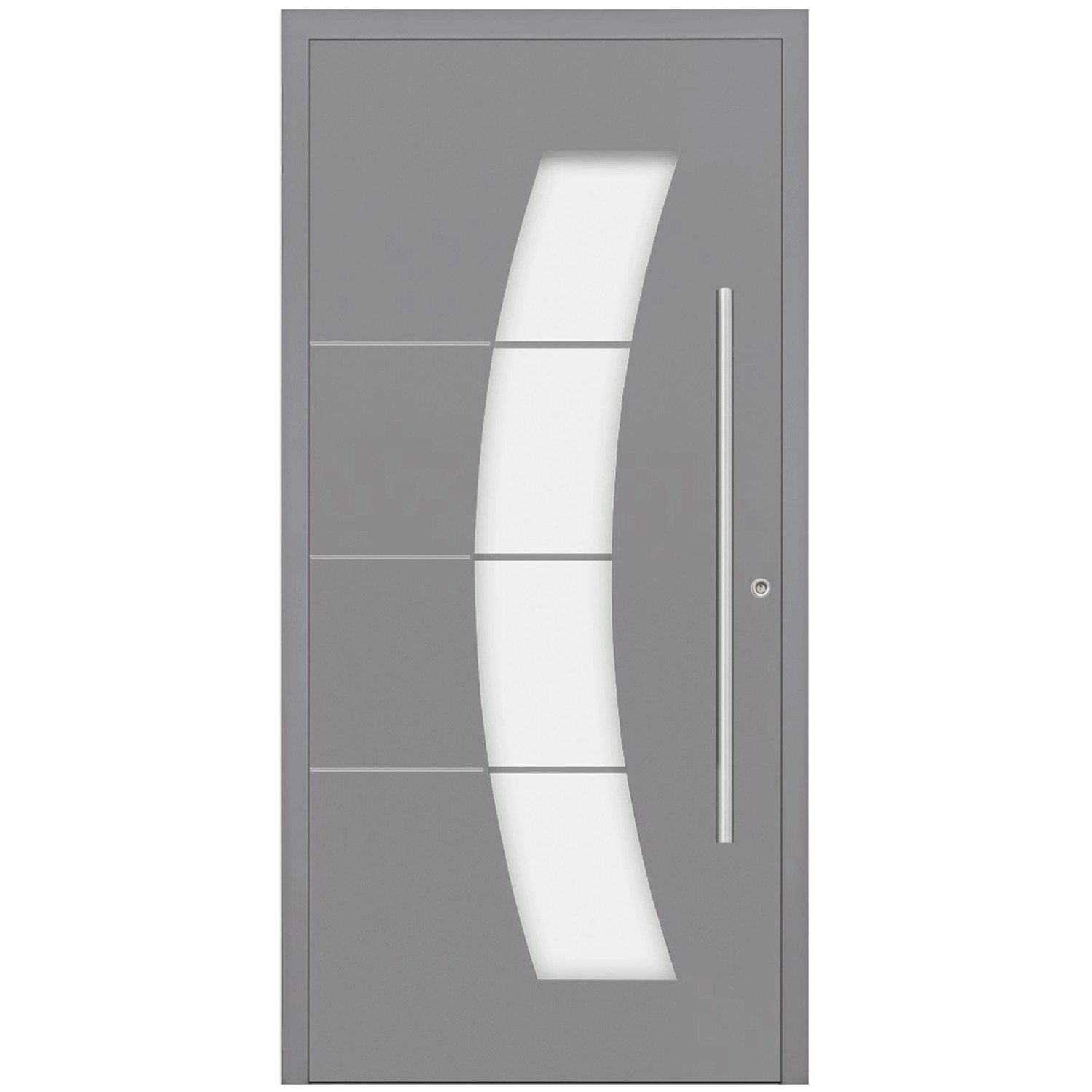 Aluminium-Haustür Moderno M340 Premium Silbergrau Metallic 110 cm x 210 cm DIN L von Splendoor Moderno