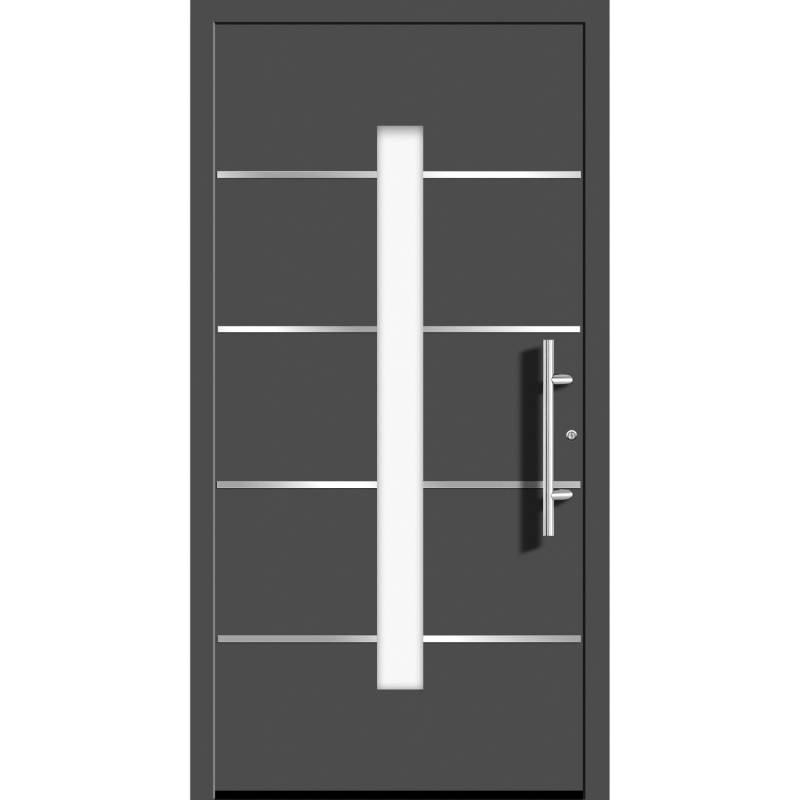 Aluminium-Haustür Moderno M400/B 110 x 210 cm Anthrazit Metallic Anschlag Rechts von Splendoor Moderno