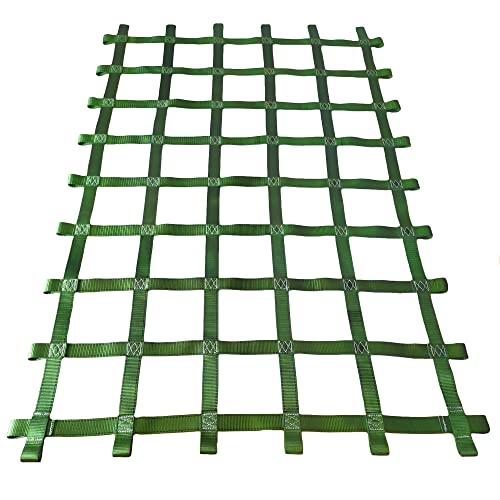 Ninja Warrior Hindernisparcours Outdoor, Kletternetz Outdoor Baumhaus Spielplatz Cargo Net Schaukel Schutznetze Hängemattennetz Training Equipment Garten,für Kinder Erwachsene,Grün von Splenlife