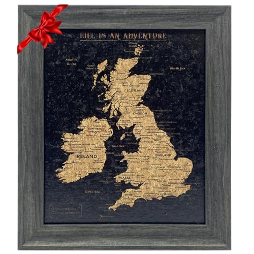 Splosh Travel Map - Desk UK Map & Ireland Map Pin Board in Black, Wooden Frame. Travel Map Pin Board with 100 Pins in 2 Colours to Mark Your Past & Future Adventures, Map of UK & Map of Ireland. Splosh Travel Map - Desk UK Map & Ireland Map Pin Board in Black, Wooden Frame. Travel Map Pin Board with 100 Pins in 2 Colours to Mark Your Past & Future Adventures, Map of UK & Map of Ireland. von Splosh