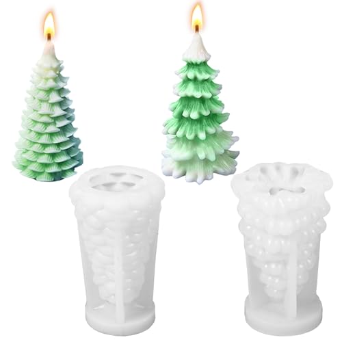 2er-Pack Silikonformen Gießformen 3D Silikonform Weihnachten - Zeder + Nadelbaum, Kerzenform Silikon, Kann zur Herstellung Kerzen Weihnachtsbaum von Sploziia