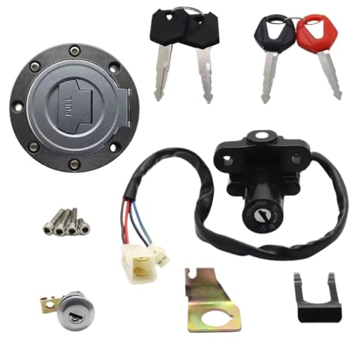 Zündschalter Kraftstoffgaskappe Sitzverriegelungsschlüssel -Set kompatibel mit YZF R1 2002 2003 2007 2022 R6 2004 2006 2022 FJR1300 2001 2022 FZ6 Motorradmodell(A) von Spnqkxw