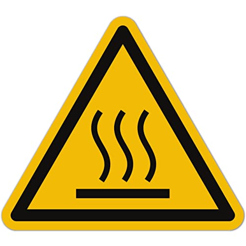 Vorsicht Heiß Aufkleber (15 Stück, 50 mm) - Gefahrensymbole Warnung vor heißer Oberfläche - Achtung Hitze Warnzeichen - Gefahren Warnaufkleber Sticker (Piktogramme nach ASR A1.3 / ISO 7010 / W017) von Spoddy