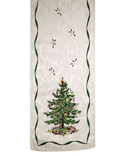 Spode Weihnachtsbaum-Küche Christmas Tree Collection Elfenbeinfarbene Tischwäsche, Baumwolle, 108" x 14" (Set of 1) von Spode