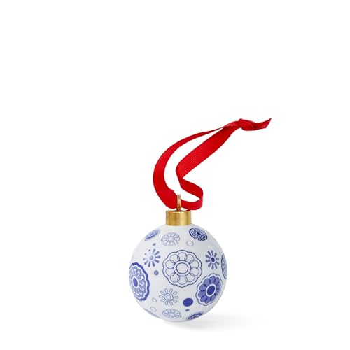 Spode Blau Italienische 7cm Keramik Weihnachtskugel - Speichen von Spode