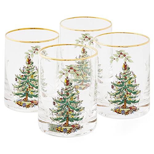 Spode Christmas Tree- 14 Oz Gläser mit Goldrand (4er Set) (Clear,4 Count (Pack of 1)) von Spode