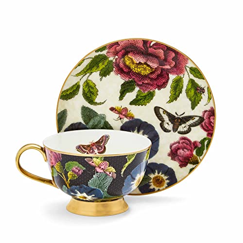 Spode Creatures of Curiosity Coupe Tea Cup and Saucer Black and Cream, CRCBC8821-XG von Spode