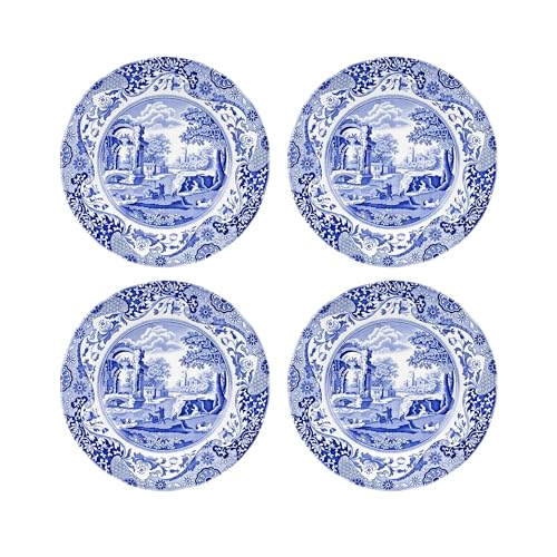 Spode Italienische Speiseteller, Blau, 4 Stück von Spode