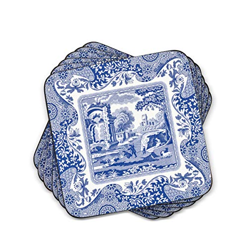 Spode Untersetzer aus der italienischen Kollektion, Unterseite aus Kork, hitze- und schmutzabweisend, Untersetzer, Blau, 6 Stück von Spode