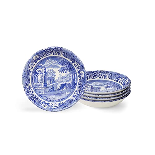 Spode Blaue italienische Müslischale | 4er-Set | Haferflocken, Müsli und Reisschale | aus Steingut | 16,5 cm | spülmaschinenfest und mikrowellengeeignet | hergestellt in England von Spode