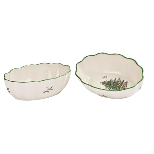 Spode Ovale Schale, Weihnachtsbaum, geriffelt, 2 Stück Spode Ovale Schale, Weihnachtsbaum, geriffelt, 2 Stück von Spode