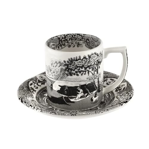 Spode Schwarze italienische Expresso-Tasse und Untertasse Spode Schwarze italienische Expresso-Tasse und Untertasse von Spode