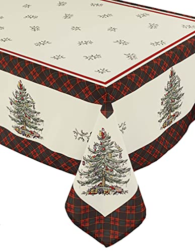 Spode – Stoff-Tischdecke, Weihnachtsdekoration, Weihnachtsbaum-Schottenkaro-Kollektion, 152,4 x 259,1 cm von Spode