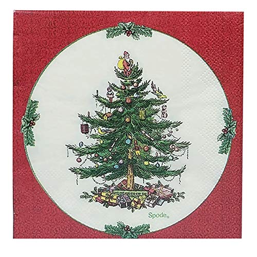 Spode Weihnachtliche Getränkeservietten, 3-lagig, roter Rand, 40 Stück Spode Weihnachtliche Getränkeservietten, 3-lagig, roter Rand, 40 Stück von Spode