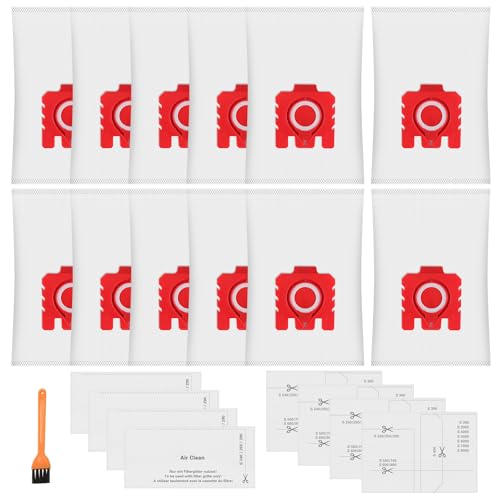 12 Stück FJM 3D Staubbeutel für Miele Hyclean Pure FJM Staubsauger Complete C1 Compact C1 C2 S24 S256i S290 S299 S300i S399 S500 S578 S700 S799 S4 S6 Serie, 4 Motorfilter 4 Abluftfilter von Spofan