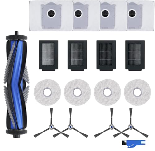 T50 Max Zubehör Ersatz Kompatibel für ECOVACS DEEBOT T50 Max Pro Omni Saugroboter, 1 Hauptbürste, 4 Filter, 4 Seitenbürsten, 4 Mopp Wischtücher, 4 Staubbeutel von Spofan