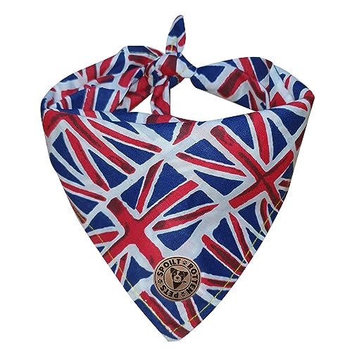 Spoilt Rotten Pets Hundehalstuch, gebunden, Motiv: Union Jack-Flagge, passend für Halsumfang von 22,9 cm bis 41,9 cm, Größe S/M von Spoilt Rotten Pets