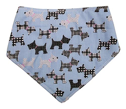 Spoilt Rotten Pets Scottie Dog Design Sky Blau Bandana. Medium/groß Passt 43,2 cm 22 "Hals. Jeder Name oder Nick Namen Bestickt gratis von Spoilt Rotten Pets