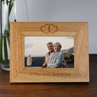 Gold Jubiläum Holz Fotorahmen 15x10 15x15 Querformat Geschenke Ideen & Für Goldhochzeitstag 50 von SpokenGifts
