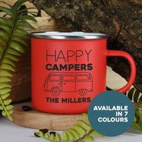 Personalisierte Glückliche Camper Emaille Camping Becher Geschenke Ideen Für Campervan Picknick Metall Isolieren Heiß Kalt Draußen Im Freien Festival von SpokenGifts