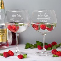 Personalisierte His & Hers Gin & Tonic Ballon Gläser Set G T Geschenkeideen Für Sie Ihn Neues Zuhause Jubiläum Verlobung von SpokenGifts