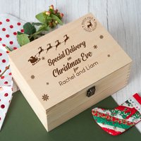 Personalisierte Holz Heiligabend Box Spezielle Lieferung Geschenke Ideen Für Xmas Hamper Crate Jungen Und Mädchen Kinder 1 von SpokenGifts