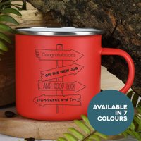 Personalisierter Wegweiser Emaille Camping Becher Geschenke Ideen Für Campervan Camper Van Picknick Metall Isolierend Heiß Kalt Draußen Im Freien von SpokenGifts