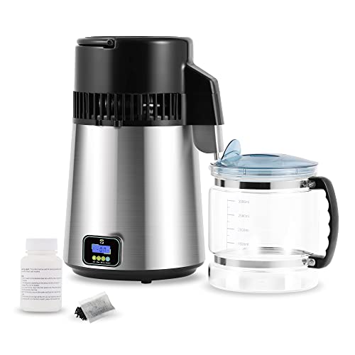 Spolehli Edelstahl Wasser Destilliergerät mit Glaskanne Digitaler wasserdestilliergeräte1L / H Wasserdestillierer Wasser herstellen Distilleranlage von Spolehli