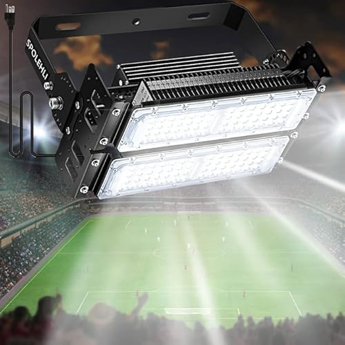Spolehli LED Strahler 100W Flutlicht 13000LM 6500K Stadion IP66 Wasserdichte Beleuchtung AC100-265V für Stadion, Spielplatz, Dock, Platz, Außenbereich von Spolehli