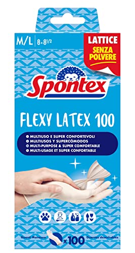 Latexhandschuhe Flexy Latex x 100 Karte Spontex Latexhandschuhe Einweghandschuhe Latexhandschuhe 100 Stück Größe M/L von Spontex