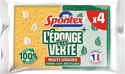 SPONTEX - Der grüne Schwamm – 4 Scheuerschwämme grün – sparsam von Spontex
