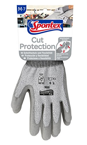 Spontex Cut Protection Arbeitshandschuhe mit hohem Schnittschutz, nach EN 388, aus nahtlosem PEHD-Gewebe, Größe M, 1 Paar von Spontex