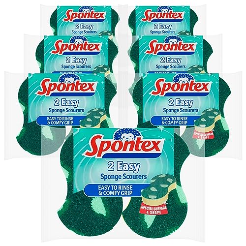 Spontex - Easy Sponge Topfreiniger - Spezielle Oberflächen und Form - Frischer Zitronenduft - Leicht zu spülen - 14 Stück von Spontex