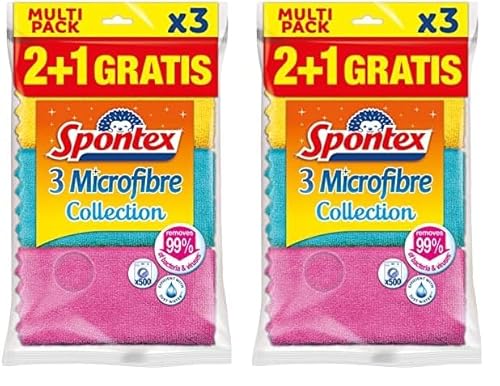 Spontex MF Collection 2+1 Mikrofasertuch, Mehrfarbig, 3 Stück (1 Stück) (Packung mit 2) von Spontex