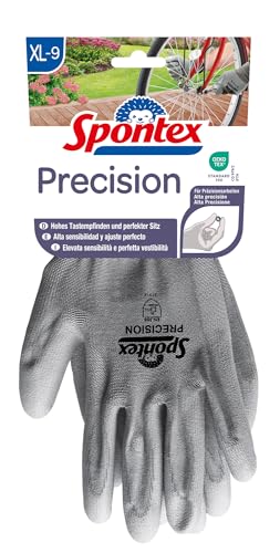 Spontex Precision Handschuhe, ideal für feine Arbeiten im Trockenbereich, mit PU-Beschichtung, hohes Tastempfinden, Farbe nicht frei wählbar, Größe XL, 1 Paar von Spontex