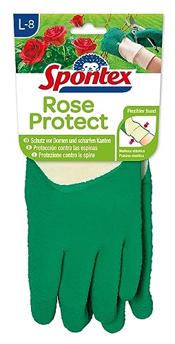 Spontex Rose Protect Gartenhandschuhe, extra robust für Dornen und Hecken, mit Naturlatexbeschichtung, Größe L, 1 Paar von Spontex