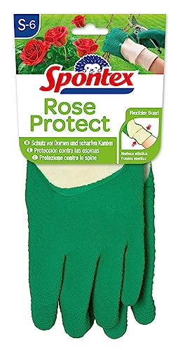 Spontex Rose Protect Gartenhandschuhe, extra robust für Dornen und Hecken, mit Naturlatexbeschichtung, Größe S, 1 Paar von Spontex