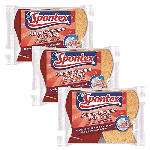 Spontex Scheuerschwamm - extra stark - ideal für robuste Oberflächen, Töpfe und Pfannen - 3er Set von Spontex