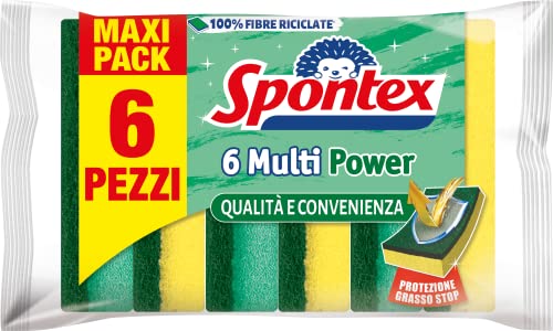 Spontex Scheuerschwamm für Teller – Fibraplus X6 ,Gelb/Grün von Spontex