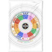 2026 Kalender Geschirrtuch - Kreis Mayan Von Pennycandy Pink Blau Orange Mod Geometrisch Leinen Baumwolle Spoonflower von SpoonflowerHome