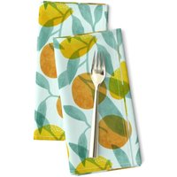 2Er-Set Aquarell Citrus Stoffservietten | 2Er-Set - Atmosphere Von Circe_Oropeza Lemon Orange Modern Garden Spoonflower von SpoonflowerHome